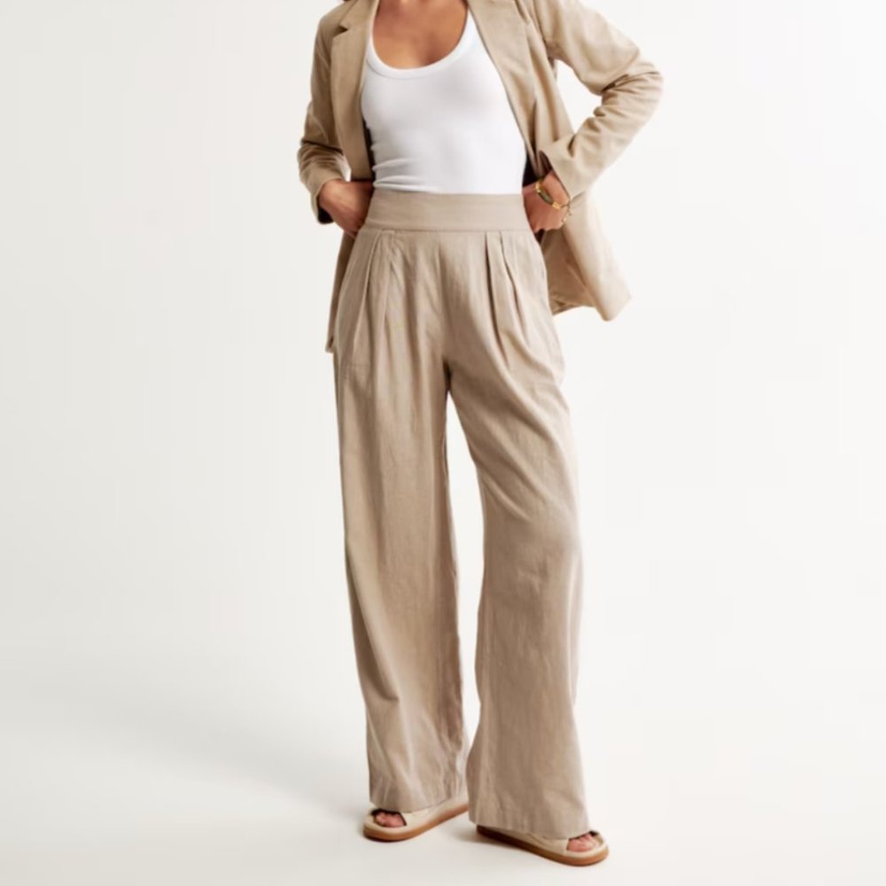 Abercrombie Linen-Blend Ultra Wide-Leg Pant